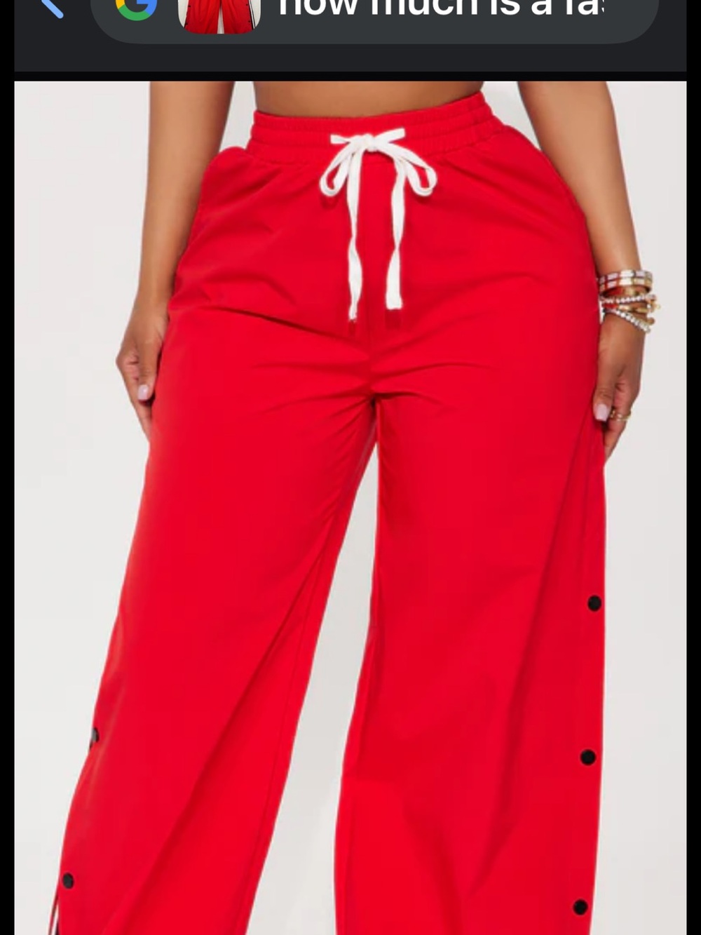 Y2K Fashion Nova Red Wide-Leg Track Pants with Snap Details
